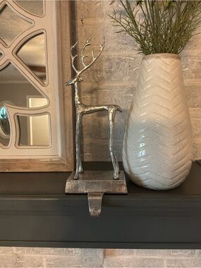 Pottery Barn Large Silver Reindeer Stocking Holder